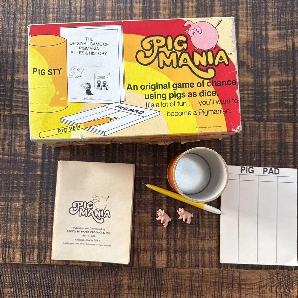 Vintage Pig Mania Game Complete 1977 with Original Instructions, Score Pad & Pen